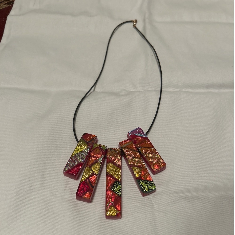 Unique Statement Necklace Dangle Red Rectangular … - image 1